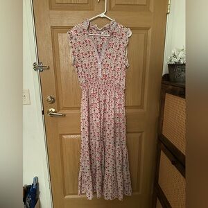 Max Studio Red and White Floral Maxi Dress